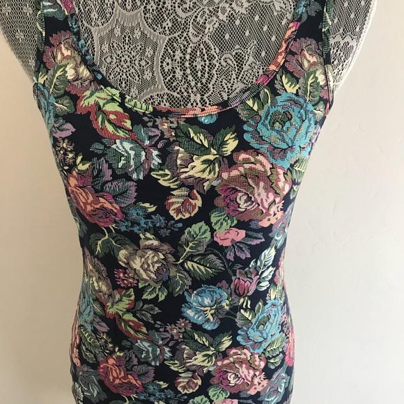 Sleeveless Blue Floral Print Midi Dress - Picture 4 of 5